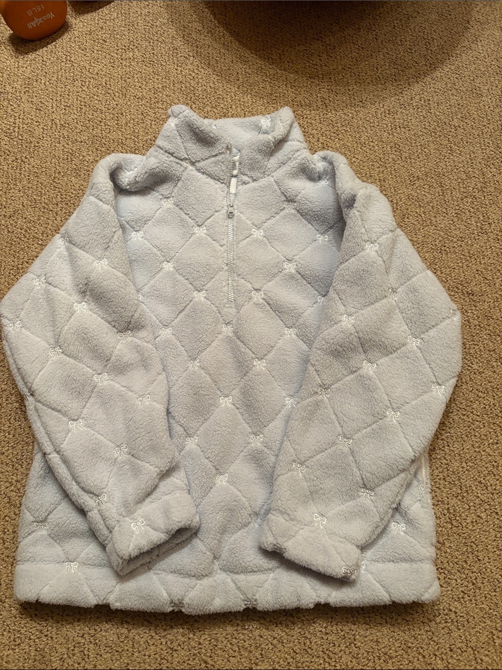 Gilly Hicks Light Gray Quilted Sherpa Half-Zip Pullover